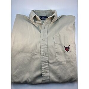 Ralph Lauren Golf Tilden Shirt Mens Size Large Beige LS Vintage Crest